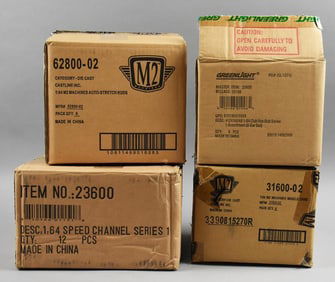 (4) 2000s Greenlight/M2 Machines Factory Cases-MIP-NOS