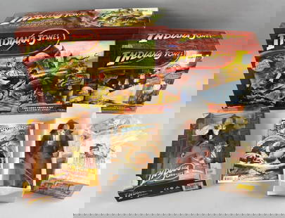 1990s-00s Indiana Jones Uncle Milton Hasbro Playsets PLUS-NOS: Lot is a nice assortment of 1990s-00s Indiana Jones Uncle Milton Hasbro Playsets PLUS-NOS. Includes an Uncle Milton Crystal Skull Adventure Projector, Hasbro The Lost Temple Akator Playset and Indy do