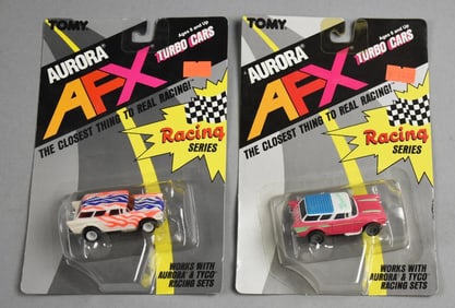 (2) 1989 Tomy Aurora AFX Turbo Slot Cars 57 Chevy Nomad