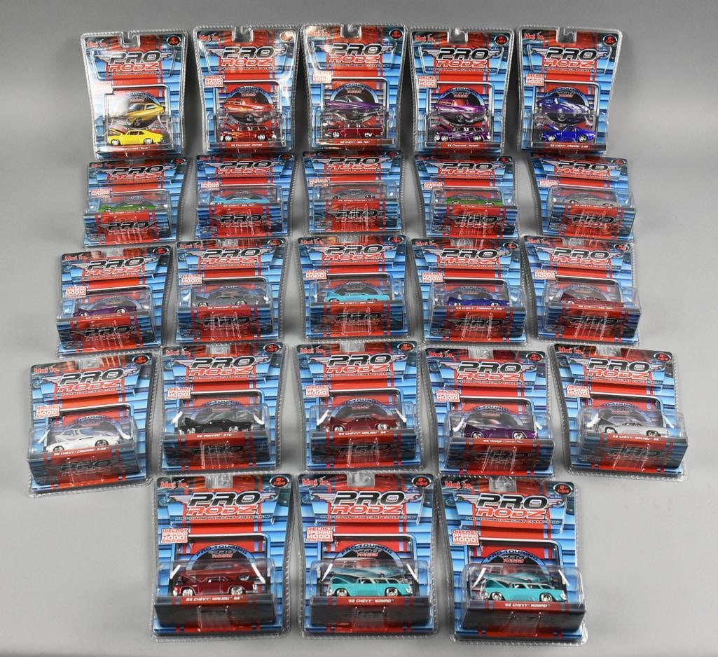 (23) 2005 Maisto Pro Rodz Assortment MOC-NOS: Lot is 23 2005 Maisto Pro Rodz, Chevy, Dodge and a Plymouth Assortment MOC-NOS. Includes duplicates. Single owner collection from the largest toy collector on the West Coast.