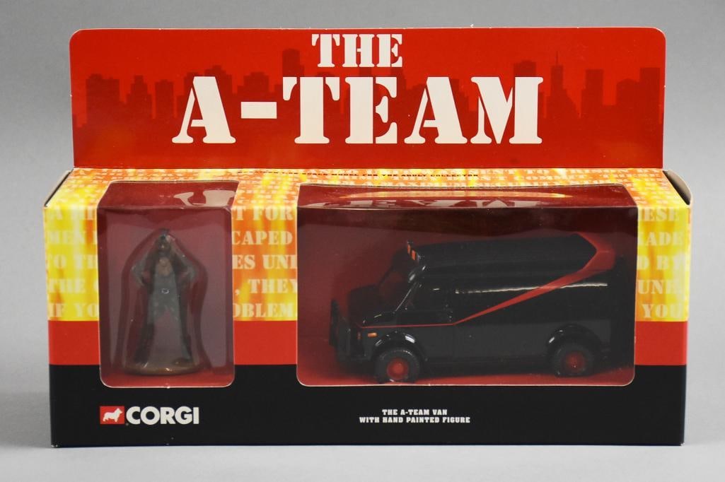 2001 Corgi A-Team Van with Mr. T Action Figure MIB-NOS: Lot is a 2001 Corgi A-Team Van with Mr. T Action Figure - MIB-NOS. Single owner collection from the largest toy collector on the West Coast. Great 80s piece.