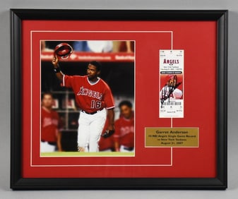 Garrett Anderson Anaheim Angels Shadowbox w/ Signed Ticket