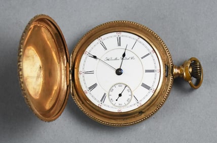 1902 Hamilton 14K Gold Filled Hunter 17 Jewel Pocket Watch