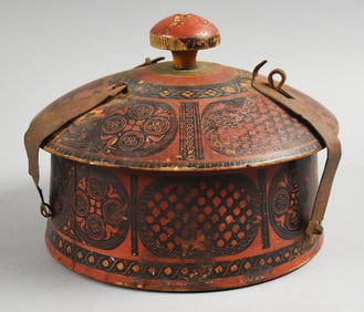 Antique Burmese Turned and Lacquered Offering or Turban Box