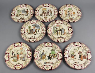 c1885 Sarreguemines Richard Froment Hand Decorated Plates