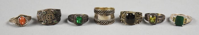 Vintage Sterling & Semi Precious Stone Ring Assortment