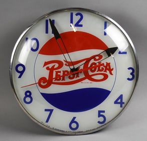 c1950 Telechron Pepsi Double Dot Light-Up Clock - WORKS!