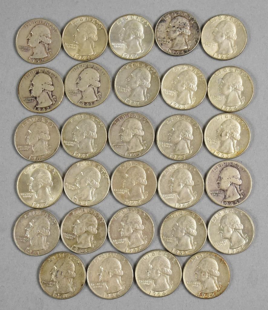 (29) 1941-1964 Washington Silver Quarters (1 of 4)