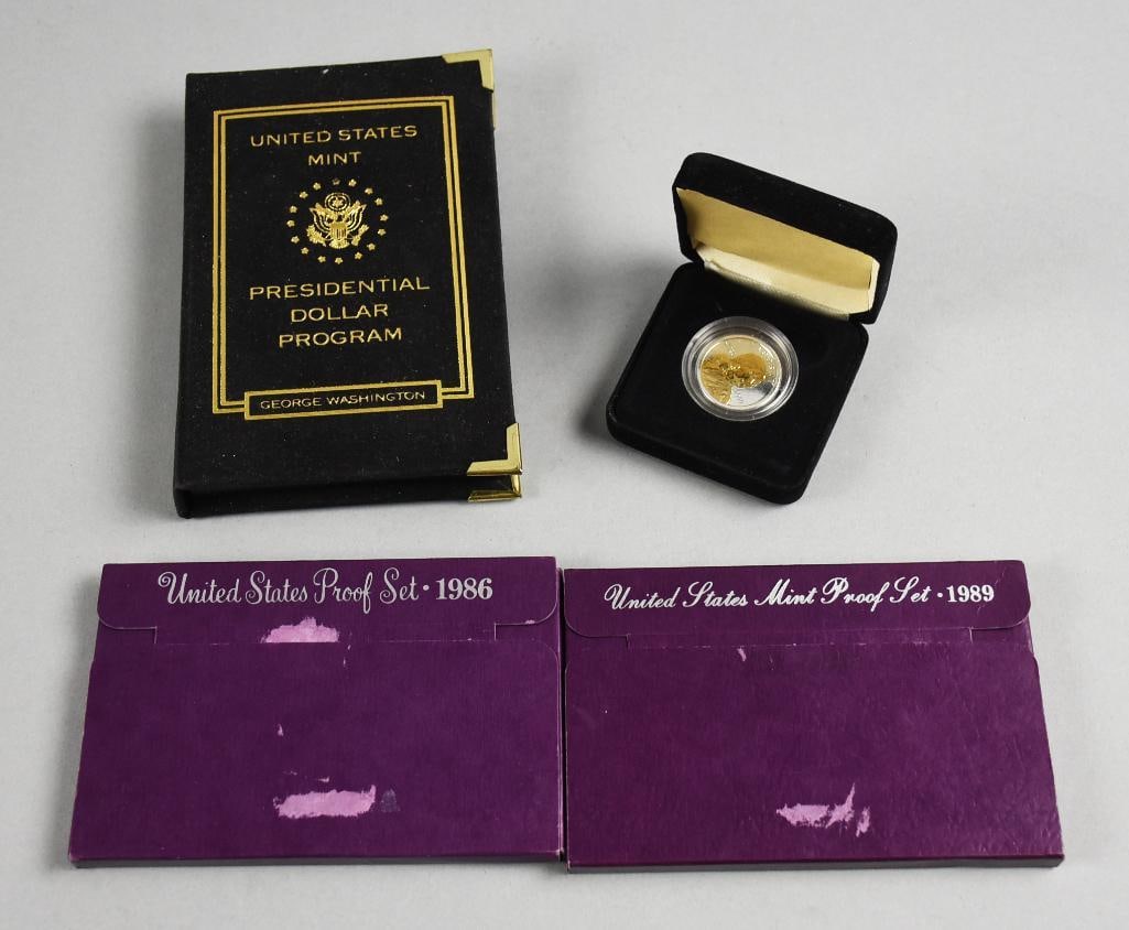 1986 US Mint Proof Sets, 2001 Sacagawea Dollar, 2007 Dollar (1 of 6)