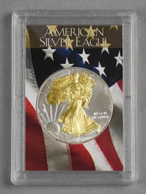 HE Harris 2015 1 oz 999 Silver Eagle-24K Gold Highlights