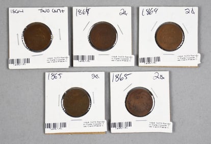 1864-1865 United States Two 2c Coins