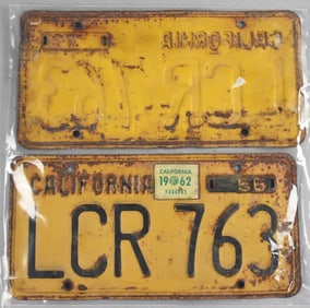 1956 California License Plate Matched Set