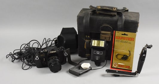 Canon F-1 SLR Film Camera w/ Accessories & Bag