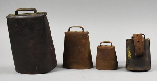 Antique Primitive Metal Cow Bell Assortment