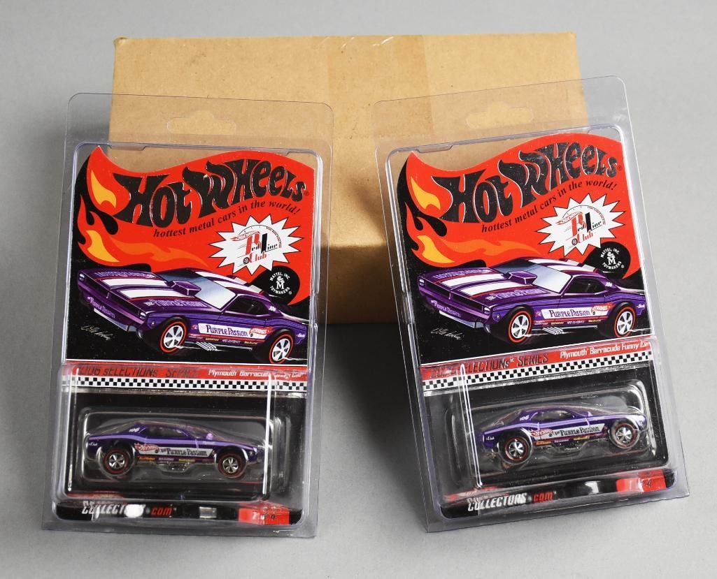 Hot Wheels RLC Plymouth Barracuda Funny Car Lt Ed-NOS: 2006 Redline Club Plymouth Barracuda Funny Car limited editions number 4107 and 7708 of 9813. Single owner collection from the largest toy collector on the West Coast.