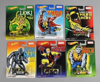 (6) 2014 Mattel Hot Wheels Marvel Die-Cast Asst - MOC-NOS