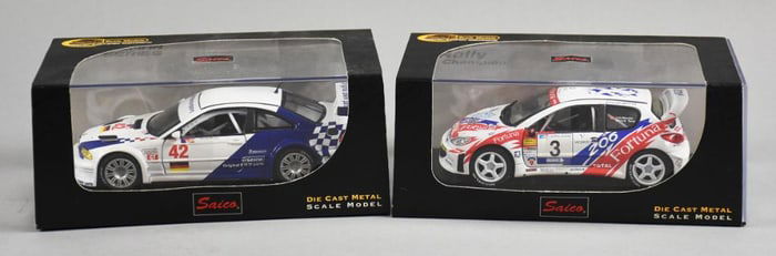 (2) Saico Die-Cast Scale Models BMW, Peugeot 1:32 -MIB-NOS