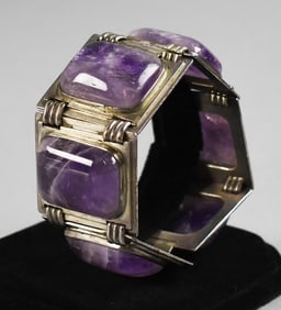Fred Davis Mexico Sterling Polished Amethyst Bracelet
