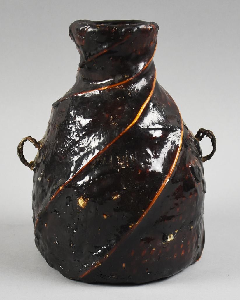 Antique Apache Basket Water Jug, Pine Tar (1 of 6)