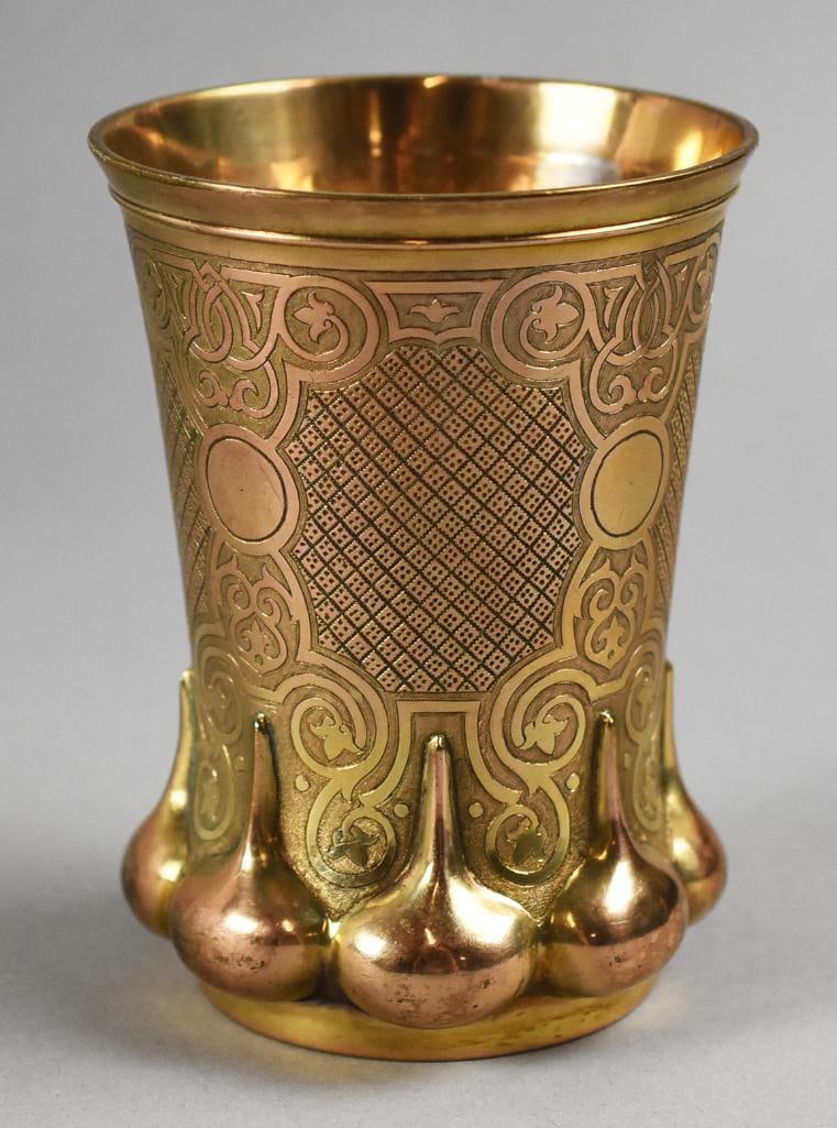 c1860 Vasilii S. Semenov Russian 84 Gilt Silver Beaker (1 of 6)