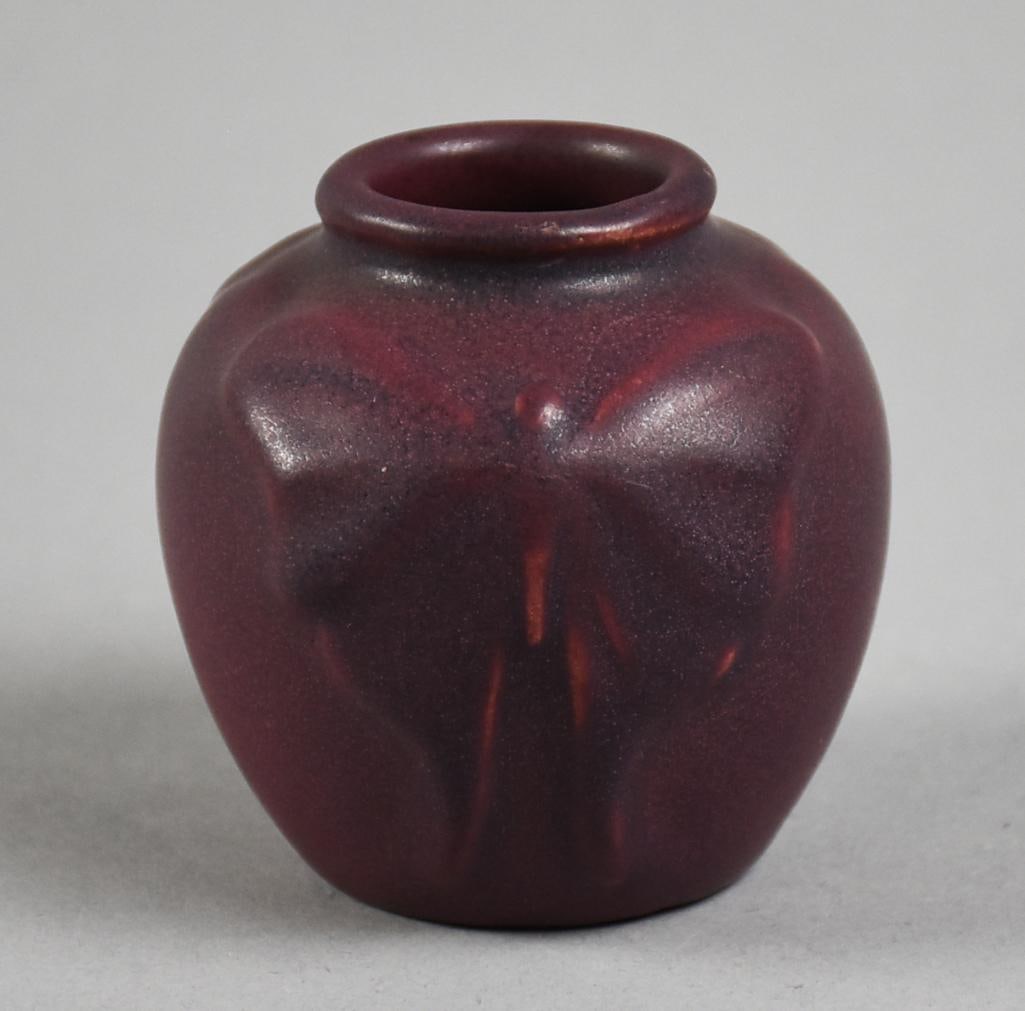 1918 Van Briggle Butterfly Vase Mulberry Glaze (1 of 4)