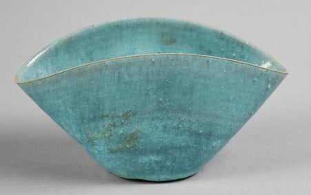 Beatrice Wood (1893-1998) Thrown & Folded Blue Bowl
