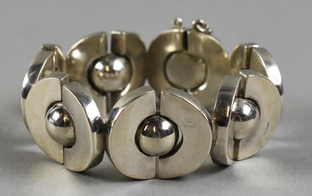 Antonio Pineda Taxco 970 Silver Modernist Bangle Bracelet