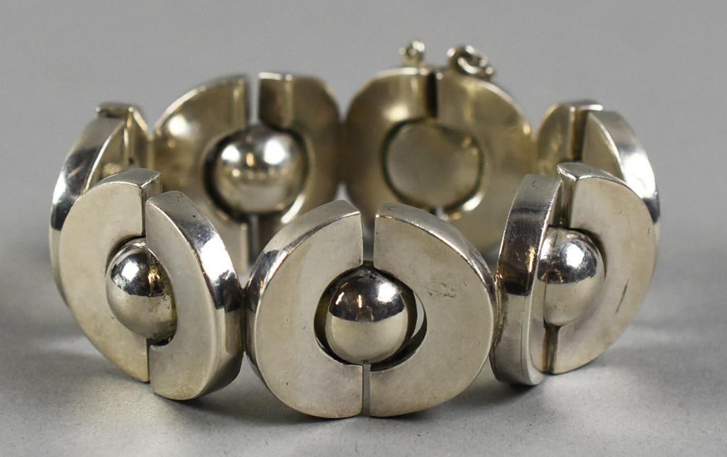 Antonio Pineda Taxco 970 Silver Modernist Bangle Bracelet (1 of 7)