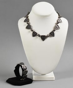 Maricela Taxco Sterling Stylized Leaf Necklace, Bracelet