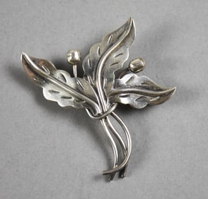 Serafin Moctezuma Taxco Sterling Leaf & Berry Brooch