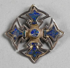 Miguel Melendez Taxco Mexico Sterling Lapis Pendant Brooch