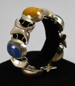 Taxco Mexico Sterling Semi Precious Stone Bracelet