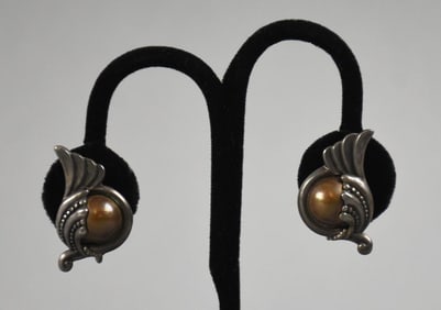 Margot De Taxco Sterling & Copper Stylized Wing Earrings