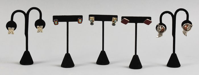 5 pr. Mexico Sterling Earrings