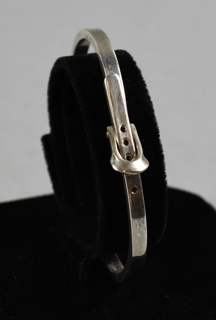Taxco Mexico Sterling Buckle Hinged Bangle Bracelet (1 of 5)