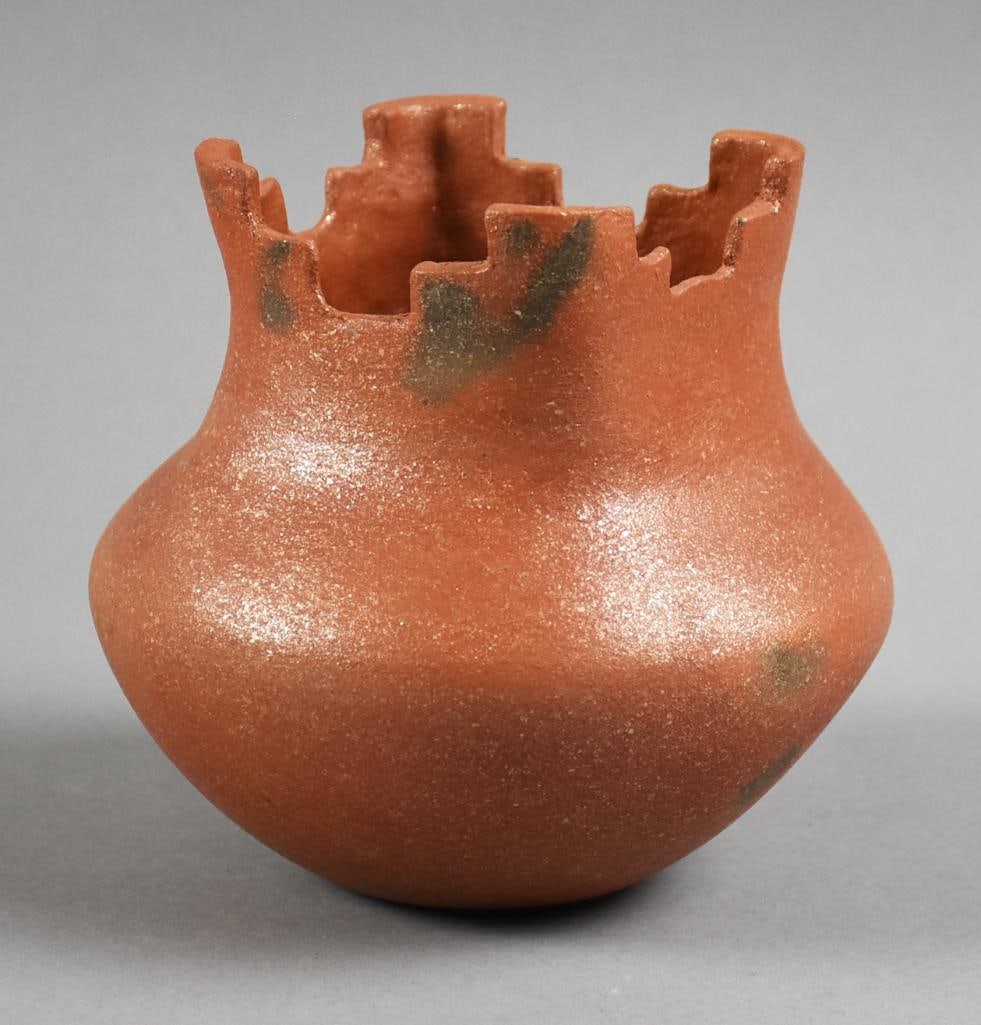 Felipe Ortega (Apache, 1952-2018) Micaceous Kiva Step Jar (1 of 6)