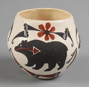 Mildred Antonio Acoma Pottery Polychrome Jar, Bears