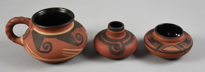 Antique Clifton Art Pottery, Native American Style Jugs