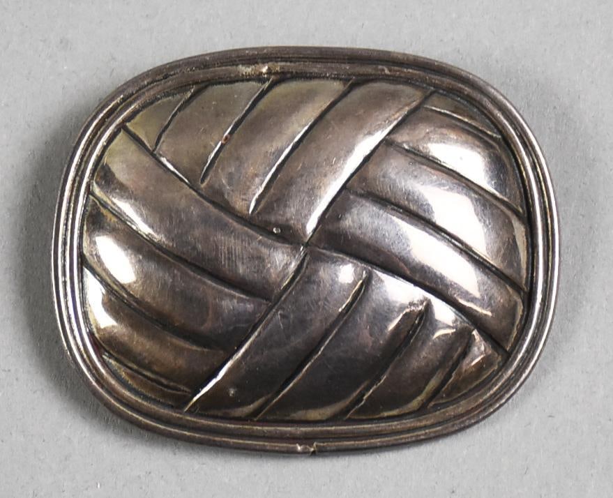 Pat Areias Sterling Silver Basket Weave Brooch (1 of 4)