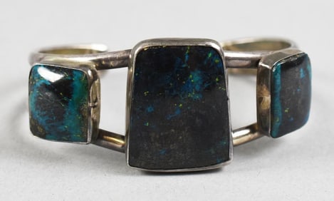 Navajo Sterling Turquoise Cuff Bracelet - Signed