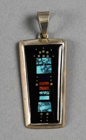 Jim Harrison Navajo Sterling Multi-Stone Yei Pendant