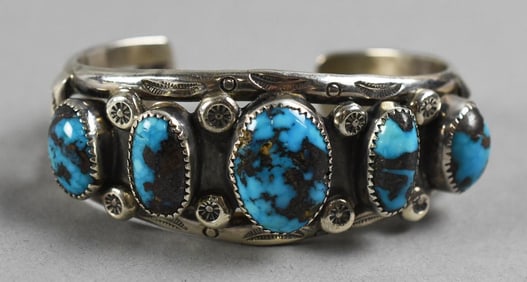 Chavis Elliott Dine Sterling & Turquoise Cuff Bracelet