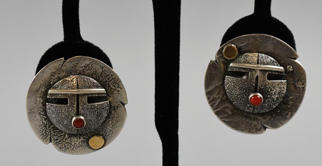 Jolene Eustice Conchiti Sterling 14K Gold Kachina Earrings (1 of 6)