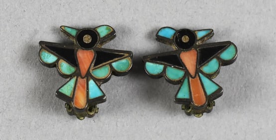 Zuni Sterling Thunderbird Earrings