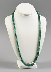 Vintage Native American Turquoise Bead Necklace, Sterling