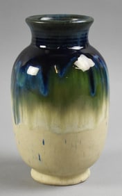 c1920 Fulper Blue Green Drip Glaze Art Pottery Vase