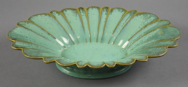c1920 Fulper Green Crystalline Centerpiece Bowl