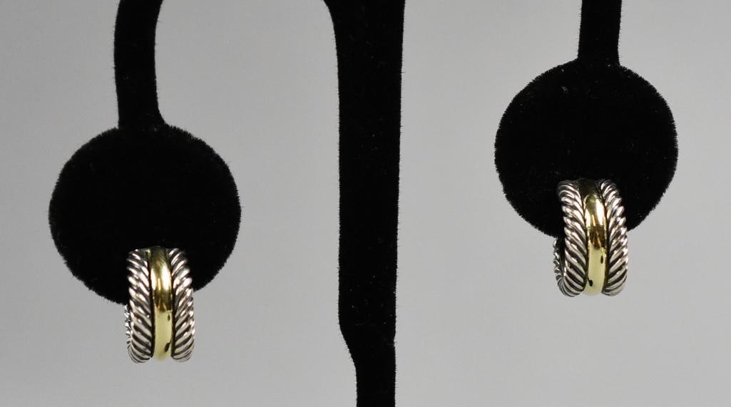 David Yurman Sterling & 14K Yellow Gold Hoop Earrings (1 of 10)