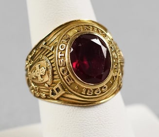 1949 Balfour 10K Boston University Synthetic Ruby Ring