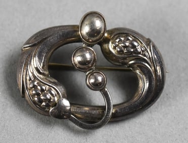 Georg Jensen Little Heart & Silver Cabochon Brooch RARE